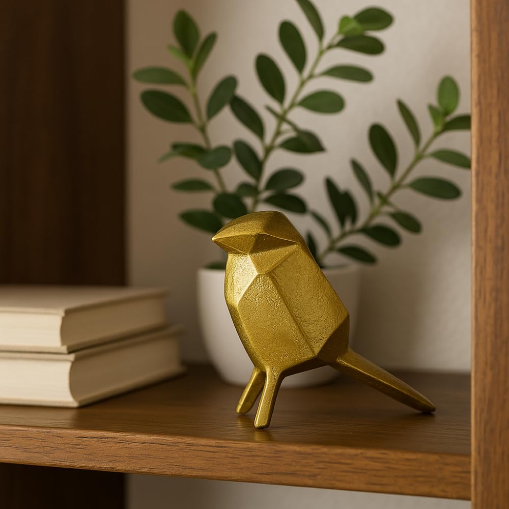 Kraft Seeds Modern Geometric Sparrow Decor: L-14cm,H-10.5cm – Gold Aluminum Bird Figurine, Elegant Metal Bird Showpiece for Home & Office, Minimalist Desk Ornament, Premium Decorative Shelf Accent Kraft Seeds Modern Geometric Sparrow Decor: L-14cm,H-10.5cm – Gold Aluminum Bird Figurine, Elegant Metal Bird Showpiece for Home & Office, Minimalist Desk Ornament, Premium Decorative Shelf Accent