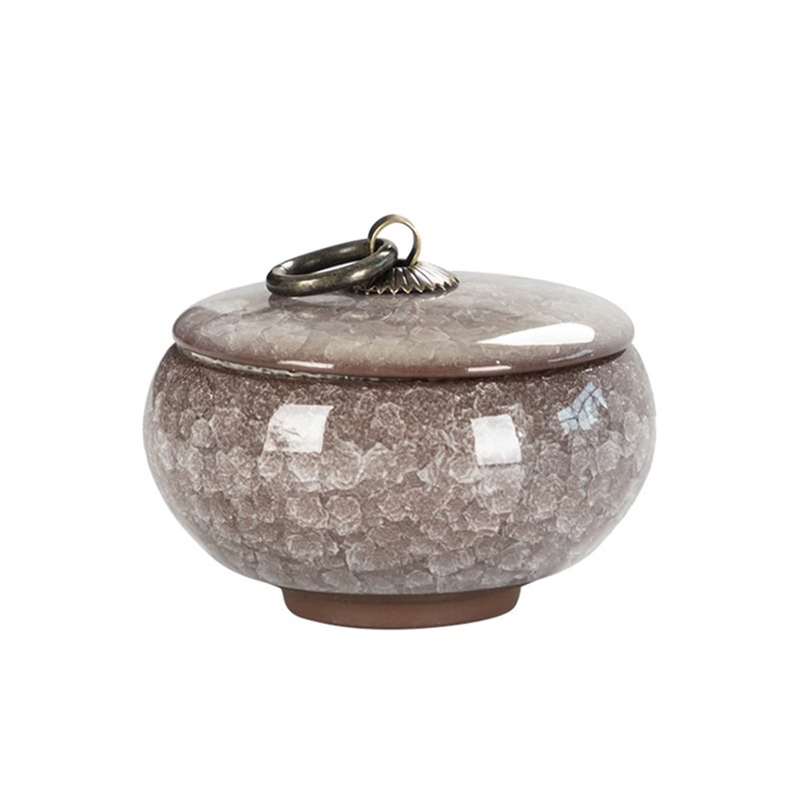 JINGYAN Tea Storage Jars Creative Crack Ceramic Mini Tea Caddy Household Portable Storage Jar with Lid Cosmetic Jewelry Box Gift Home Decoration