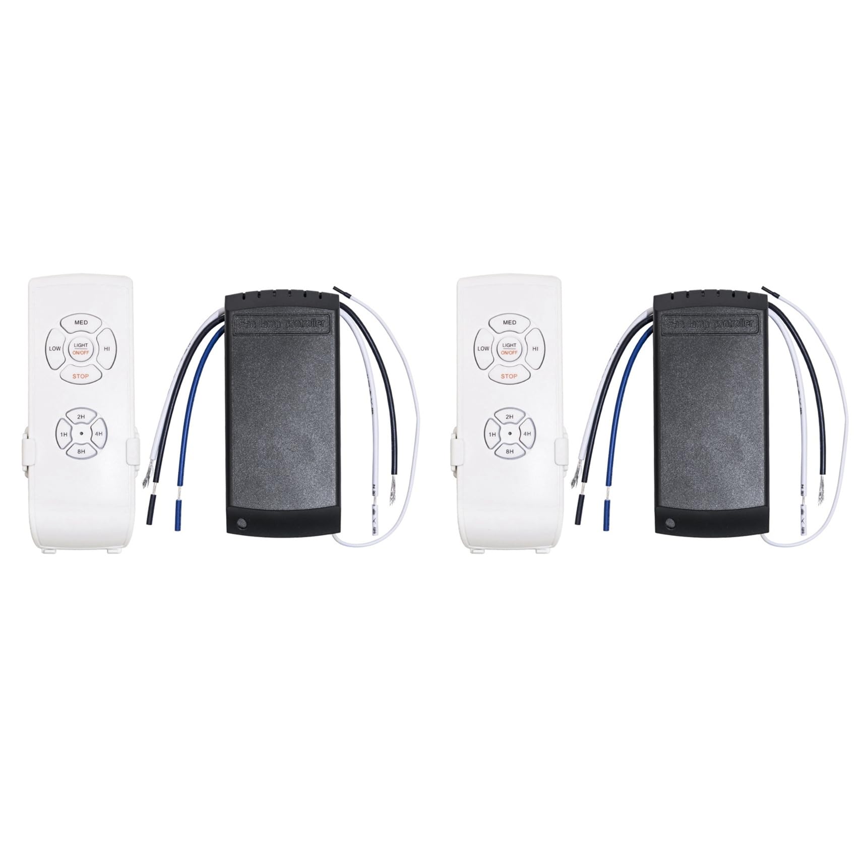 Jnchdghwa White&Black 2X Universal Ceiling Fan Lamp Remote Control Kit Adjusted Wind Speed Transmitter Receiver Timing Control Switch 110V