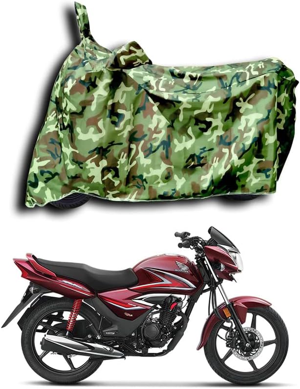 MITHILA MART-Bike Body Cover Compatible with|Honda Shine Drum|Special Used for Dust Particle-Sun UV Rays-Water Drop-Protection-Indoor & Outdoor and Parking [Green Jungle]