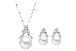 AMESTHER Earring and Necklace Sets: Radiant Sterling Silver Freshwater Pearl Jewelry