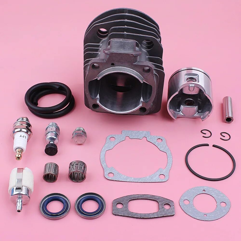 Kit de pistón de Cilindro de 46 mm, for Husqvarna 55 51 Línea de Filtro de Combustible Junta de válvula de descompresión Cojinete Motosierra Reemplazar Pieza de Herramienta Pistón de Cilindro