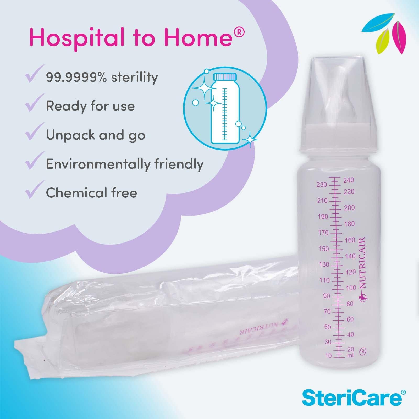 Stericare Sterile Disposable Single Use Baby Bottle 240ml And