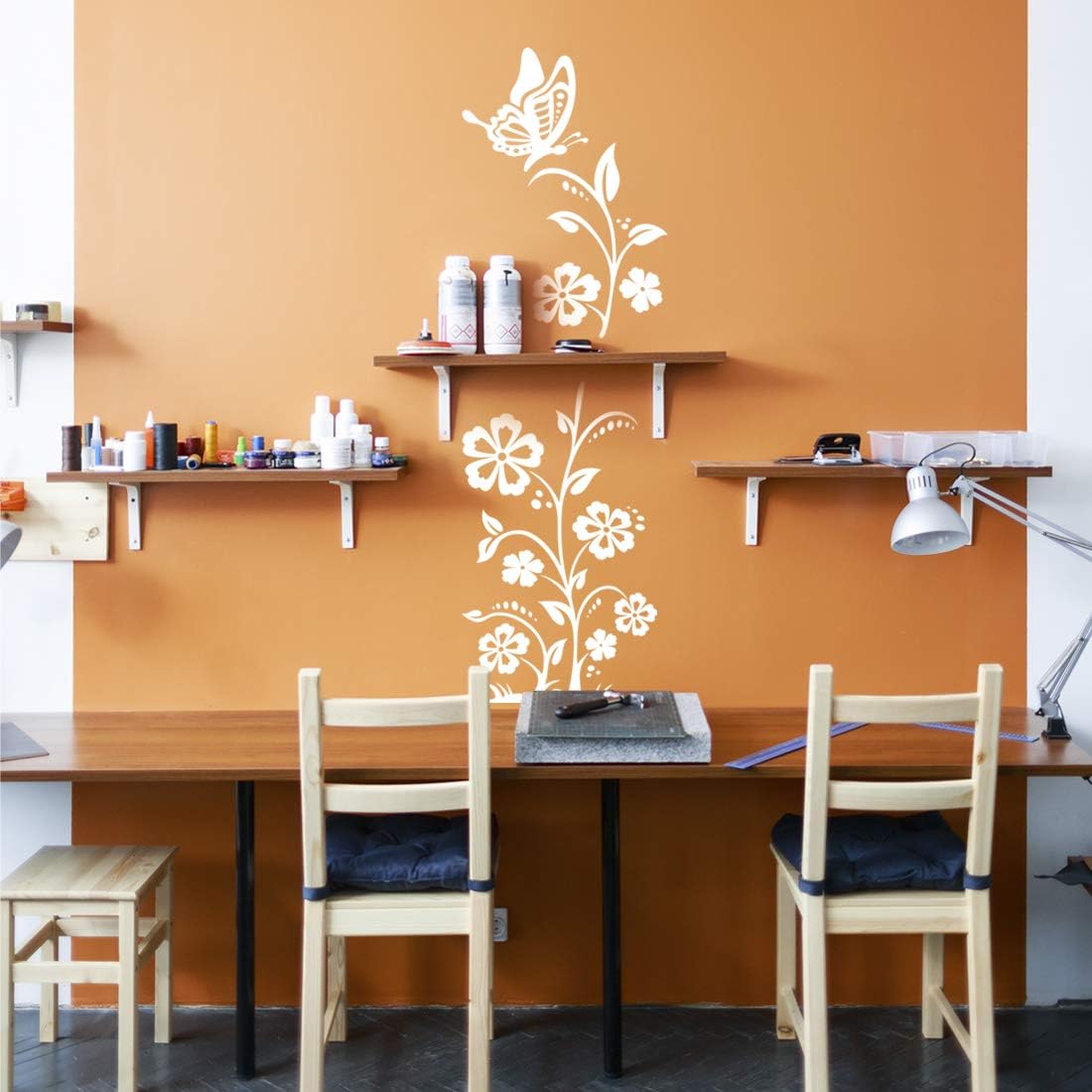 Butterflies Flowers Sticker Fridge Wall Stickers Floral Window Art Cafe Kitchen Decal Bedroom Decoration Ornament Shop Posters Living Room Decals Furniture Decorative Vinyl Home Mural 4 616gkWfOd0L. AC SL1100