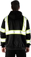 Vista 94 de sesafety Sudadera de seguridad de alta visibilidad para hombre, sudadera con capucha reflectante con cremallera clase 3, sudadera con capucha