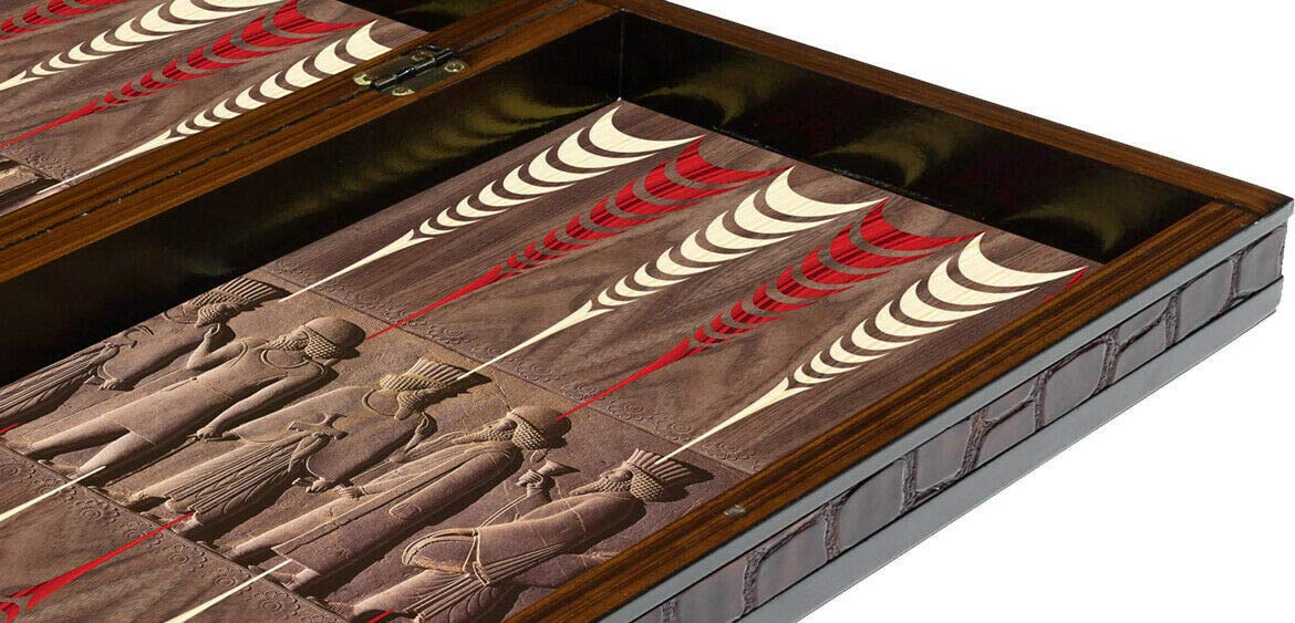 BACKGAMMON SET GRANDE DA GAMBO IN LEGNO PIEGHEVOLE DI QUALITÀ E CIELO (Antico 2,5-50,8 cm)