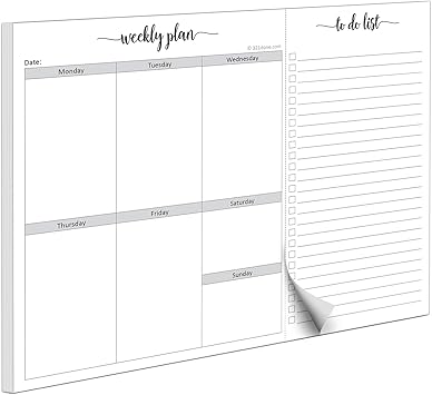 321done Weekly Plan Checklist Notepad - Tear-Off 50 Sheets, 8.5x11 - Undated, Monday Start Daily To-Do List Planner, Schedule Weekly Desk Pad, Monday-Sunday Planning Notepad - Made in USA