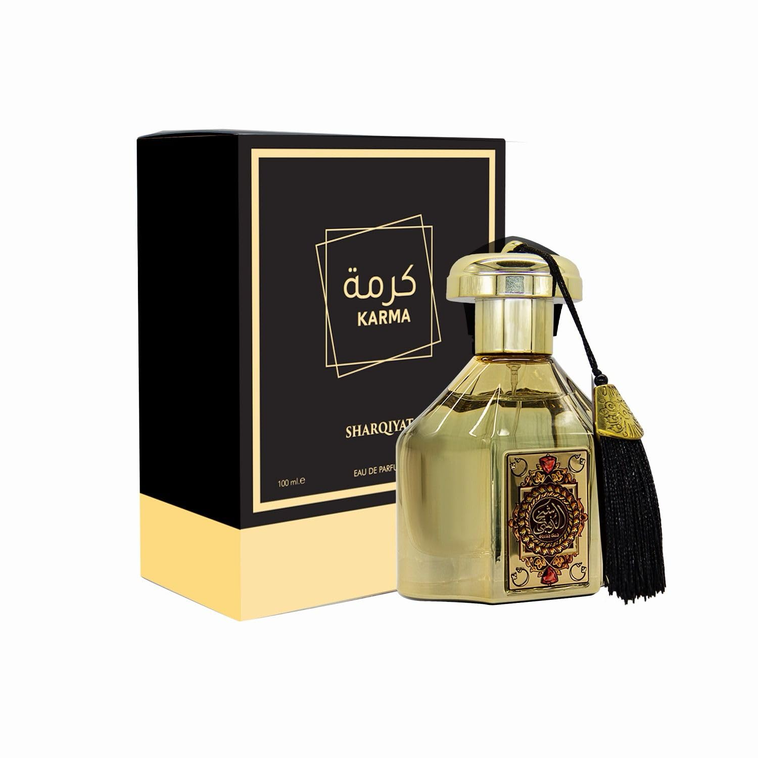 Sharqiyat Karma Eau de Parfum 100 ml – orientalny zapach dla kobiet i mężczyzn, egzotyczne nuty bursztynu, oud i piżma, luksusowe perfumy na każdą okazję