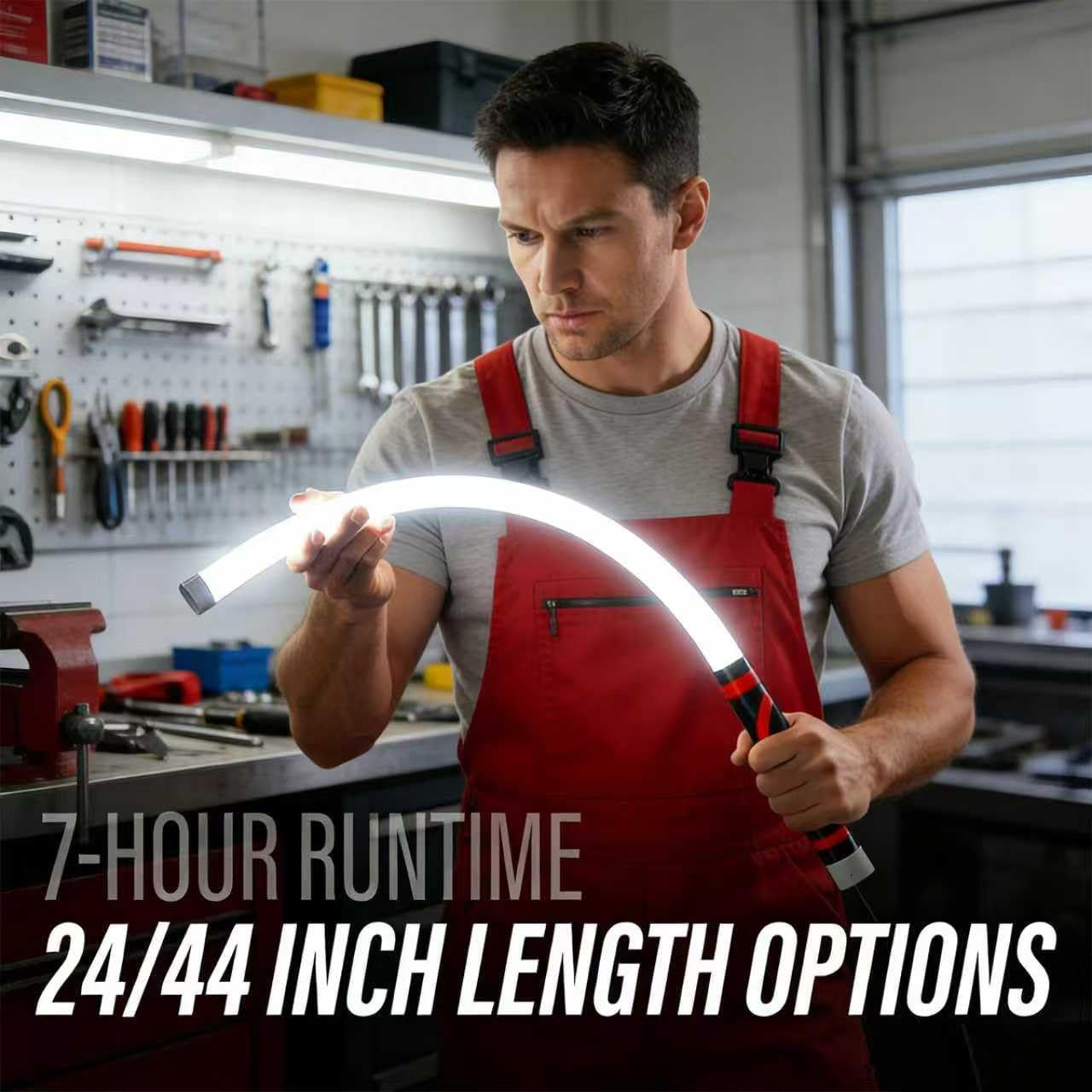 Bendable LED Flashlight Stick, 27" Flexible LED Work Light with Magnetic Base & Hook, 360° Rotatable Rechargeable LED Flashlight Stick for Mechanics, Automotive Repair, Camping, Emergency (2PCS)