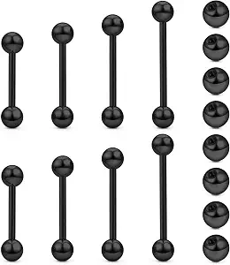 14G 16G Nipple Tongue Rings Stainless Steel Straight Barbells Piercing Jewelry