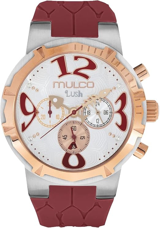 Amazon.com: MULCO Lush - Reloj de acero inoxidable para mujer con  movimiento analógico multifuncional de cuarzo, piedras de Swarovski y  correa de silicona, cristal mineral resistente a los arañazos y resistente  al