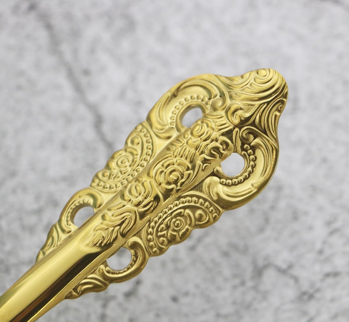 Besteck-Set, 4/16/24/32/40/48-teilig, Tafelbesteck mit Palast-Prägung, goldenes Tafelbesteck, Messer-, Gabel- und Löffel-Set, Steakmesser und Gabel,Gold-8Set32Pcs