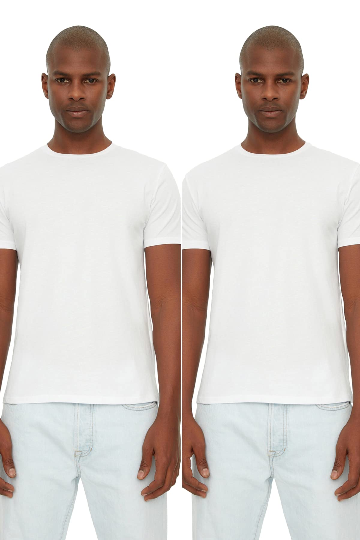 Trendyol Man Basics Slim Basic Crew Neck Knit T-Shirt Weiß