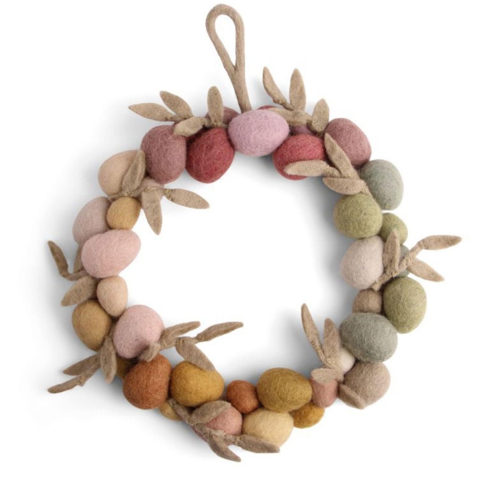 Gry & Sif Women's Pastel Easter Wreath Handmade, Door Wreath With Easter Eggs Made Of Felt, Fairtrade, Wreath With Eggs For Hanging As Easter Decoration, Diameter 26 Cm
