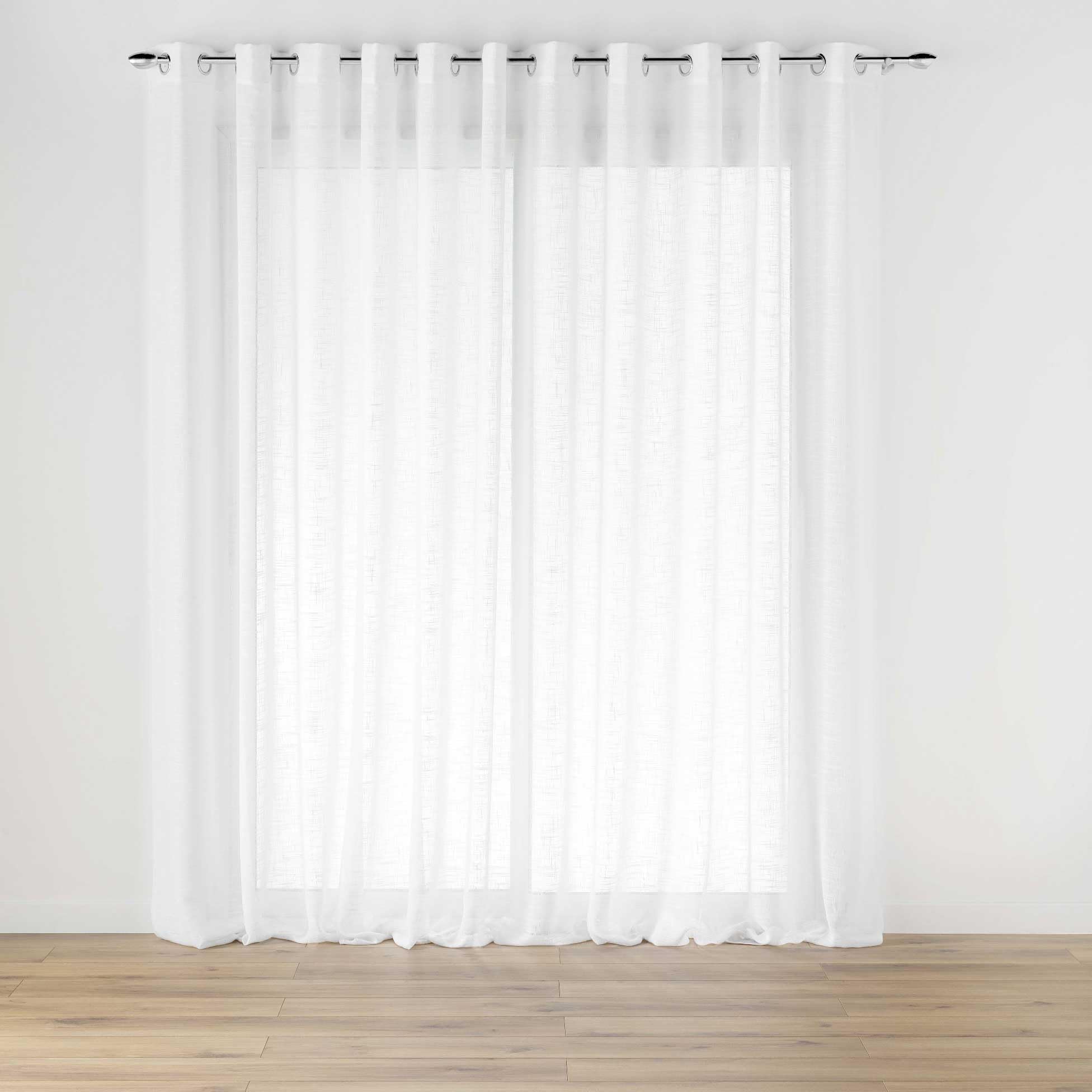 Douceur d'Intérieur Haltona Tenda con Occhielli, 400 x 240 cm, Effetto Lino Intrecciato, Bianco