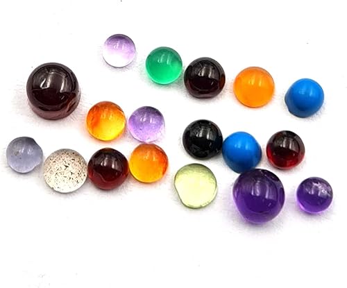 Miniatura 2 de 100 piedras preciosas sueltas de cabujón mixto de 0.079 a 0.197 pulgadas, piedras semicirculares redondas de tamaño mixto para hacer joyas, mezcla