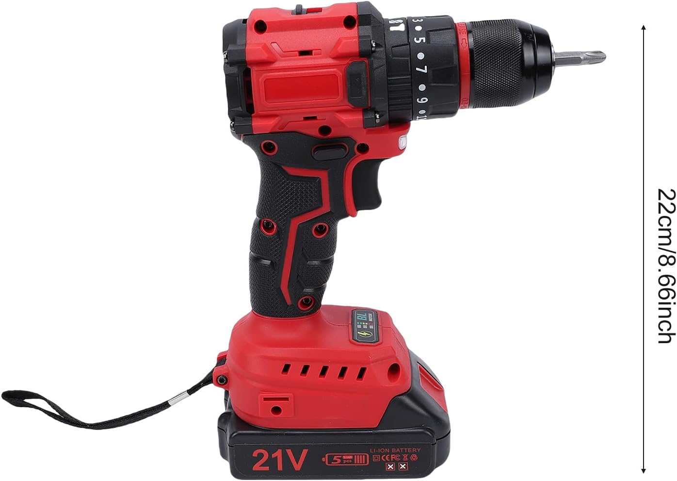 Fafeicy 21V Cordless Impact Drill, Keyless Chuck, 40Nm Torque, 1450RPM for DIY Enthusiasts and Professionals (US Plug 110V)
