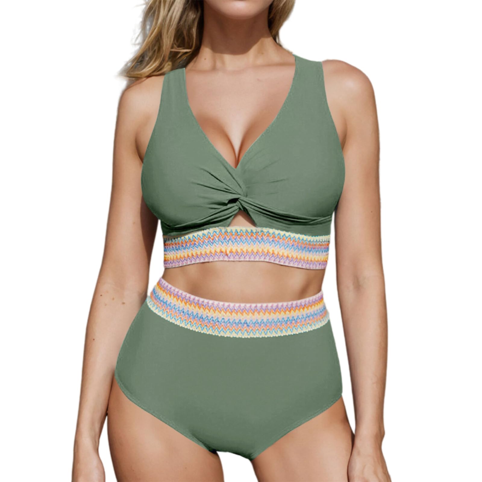 Traje de baño de dos piezas push up espalda descubierta cintura alta mujer playa