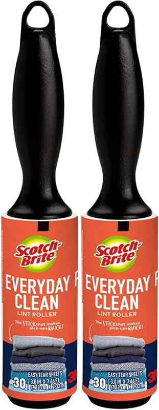 Scotch 3M Mini rodillos de pelusa, paquete de 2 (30 hojas cada uno), quitapelusas portátiles de tamaño viaje para ropa, muebles, interiores de automóviles y pelo de mascotas
