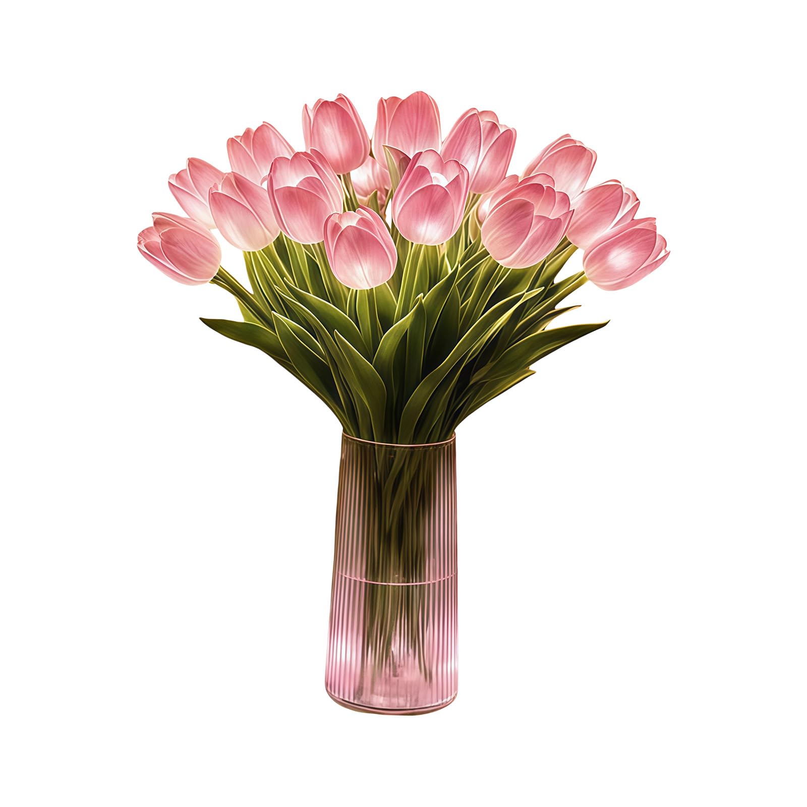 AOSAIXIS Radiant Light, 10PCS Floral Lights with Glass Vase, Twinkling Tree Tulips for Bedroom Decoration and Night Lighting, Bookshelf Mood Light, Bedside & Decor