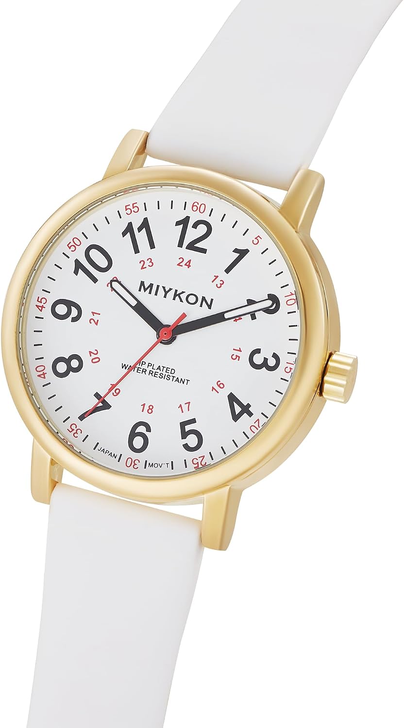 Miykon Nurse Watches for Men & Women - Analog Watch with Second Hand Nursing & Military Time - Second Hand Watch for Nursing with Soft Silicone Band - Ion Polished, Japan Quartz, Waterproof to 100ft