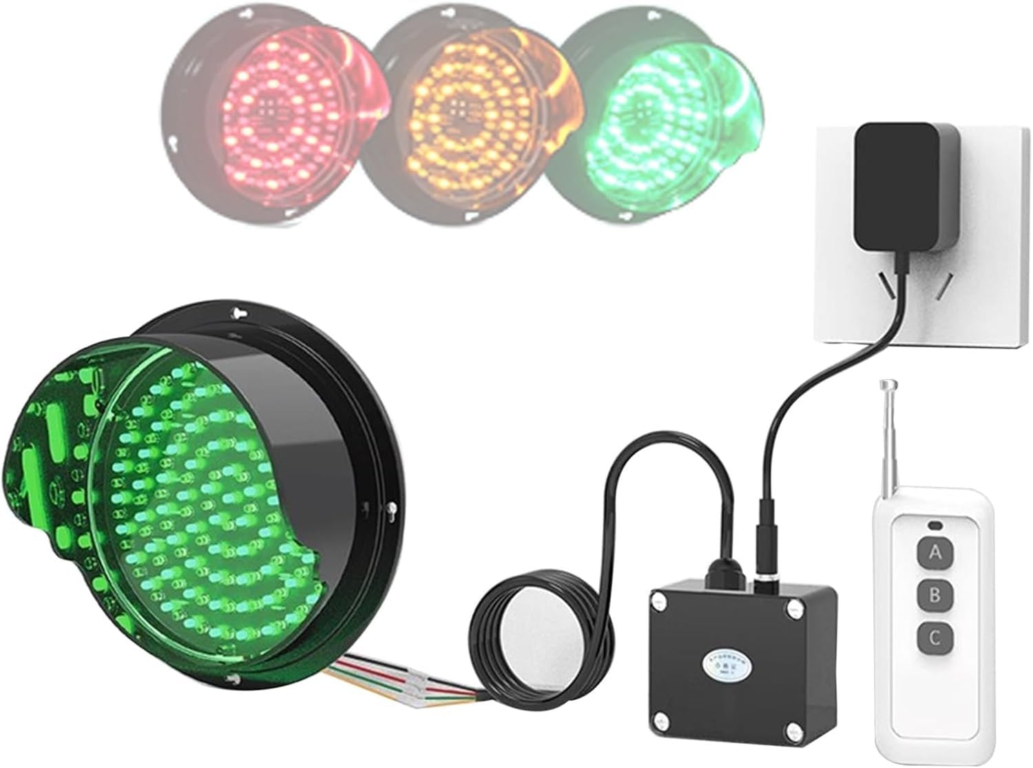 Indicatore luminoso di arresto del traffico a LED, indicatore luminoso di arresto e via rosso/verde/giallo con telecomando, indicatore luminoso industriale IP65 impermeabile con alloggiamento for PC.