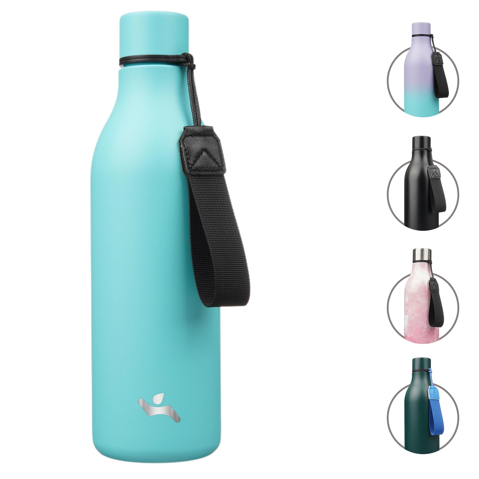 Konokyo 25 oz Insulated Stainless Steel Metal Water Bottle with Strap | BPA-free, leak-proof, dishwasher-safe reusable bottle with strap for gym, school, hiking, outdoor travel &amp; hydration