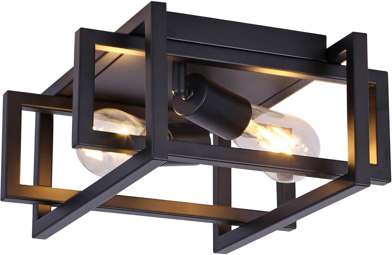 FEHEED Industrial Black Flush Mount Ceiling Light,E26 Base Farmhouse