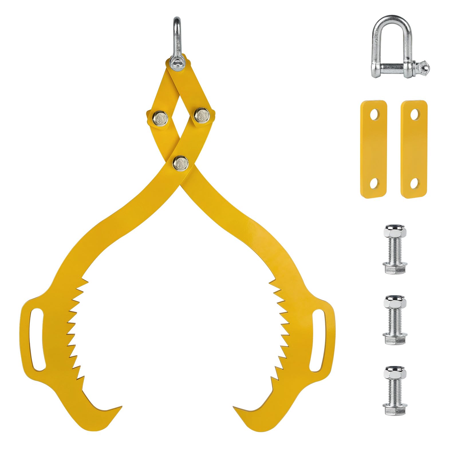 SWAWIS Pinza forestale per Legna e Tronchi in Acciaio Legato, Pinze per Sollevamento di Tronchi Fino a 620mm, capacità di Carico: 1000 kg, Aggrappatore per Legname per Impieghi Gravosi(Giallo)