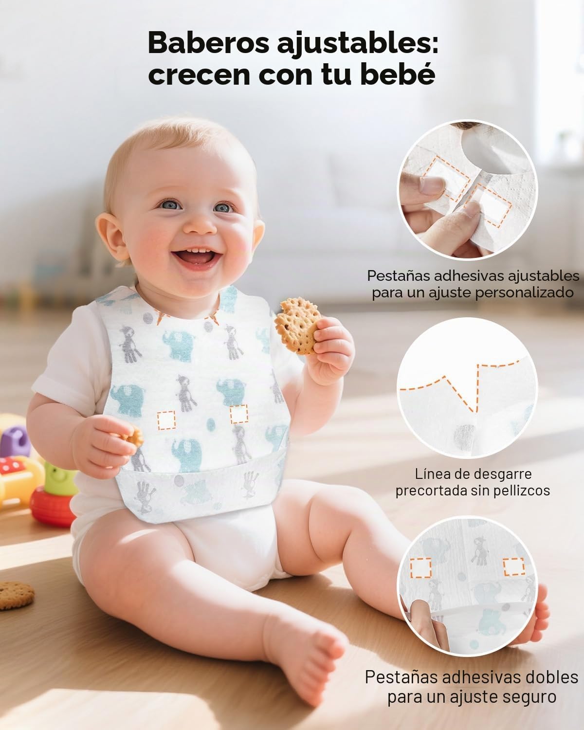 Baberos Desechables 30 Unidades con Bolsillo Recoge Comida – Babero de un Solo Uso Impermeable y Transpirable, Ultra Ligero, Ajustable, Ideal para Bebés y Niños en Casa, Viajes y Guardería