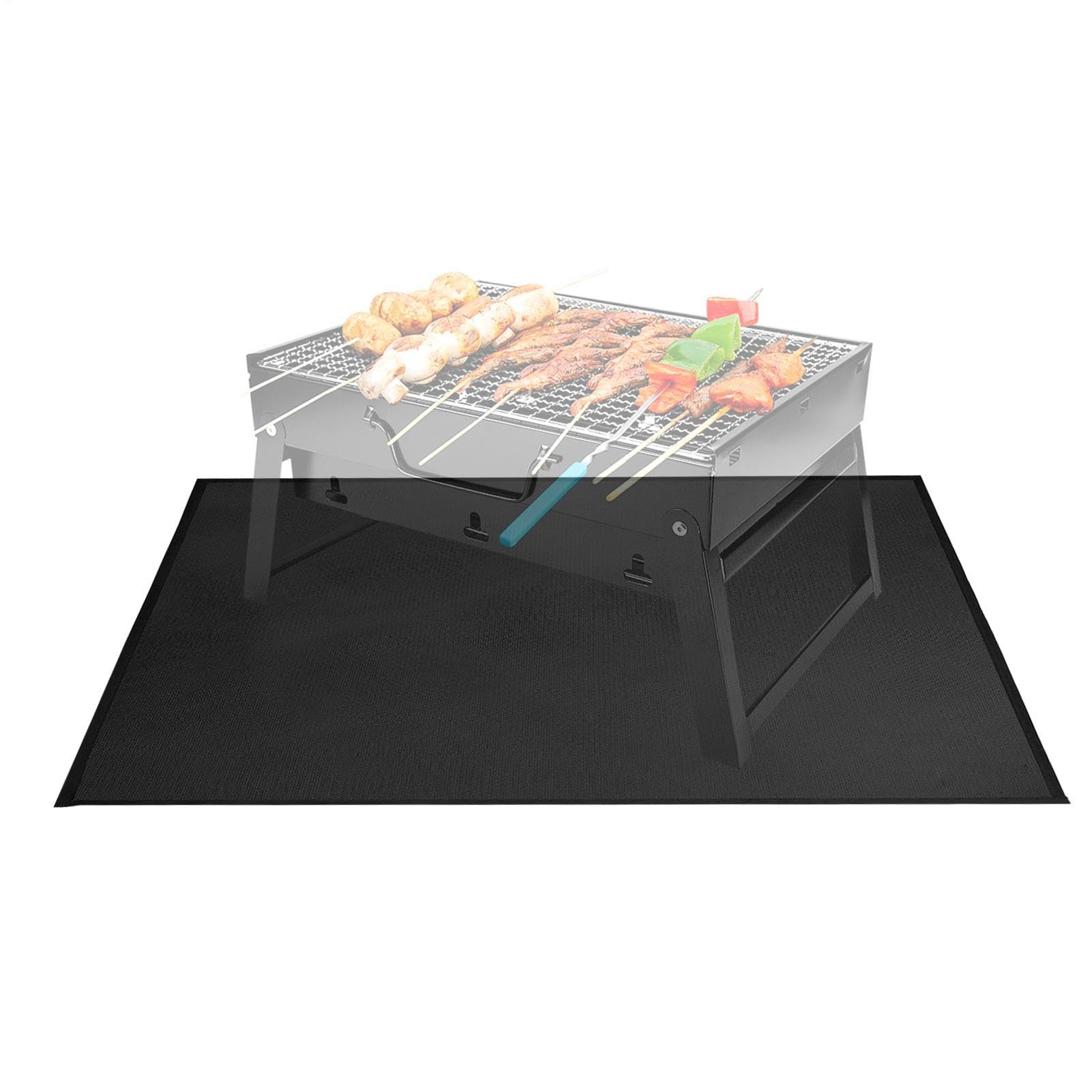 BBQ Grill Floor Mat Fire Pit Ground Shield Non Skid Heat Barrier Outdoor Cooking Protector Portable Easy Clean Deck Patio Lawn Guard Multiple Sizes