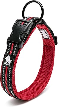 Amazon Cocomall日本授権店 True Love専門販売店 犬首輪 犬の首輪 犬用訓練首輪 小型 中型 大型犬用首輪 ペット用品 3m反射材料 ナイロン製 通気性 弾力性 ソフト 調節可能 ハーネス リード M レッド Cocomall ベーシック首輪 通販