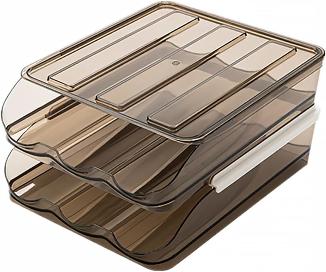 Healeved 2-layer Refrigerator Egg Holder Auto Scrolling Storage Box Plastic Egg Container Tray for 36 Kitchen Organizer for Fridge