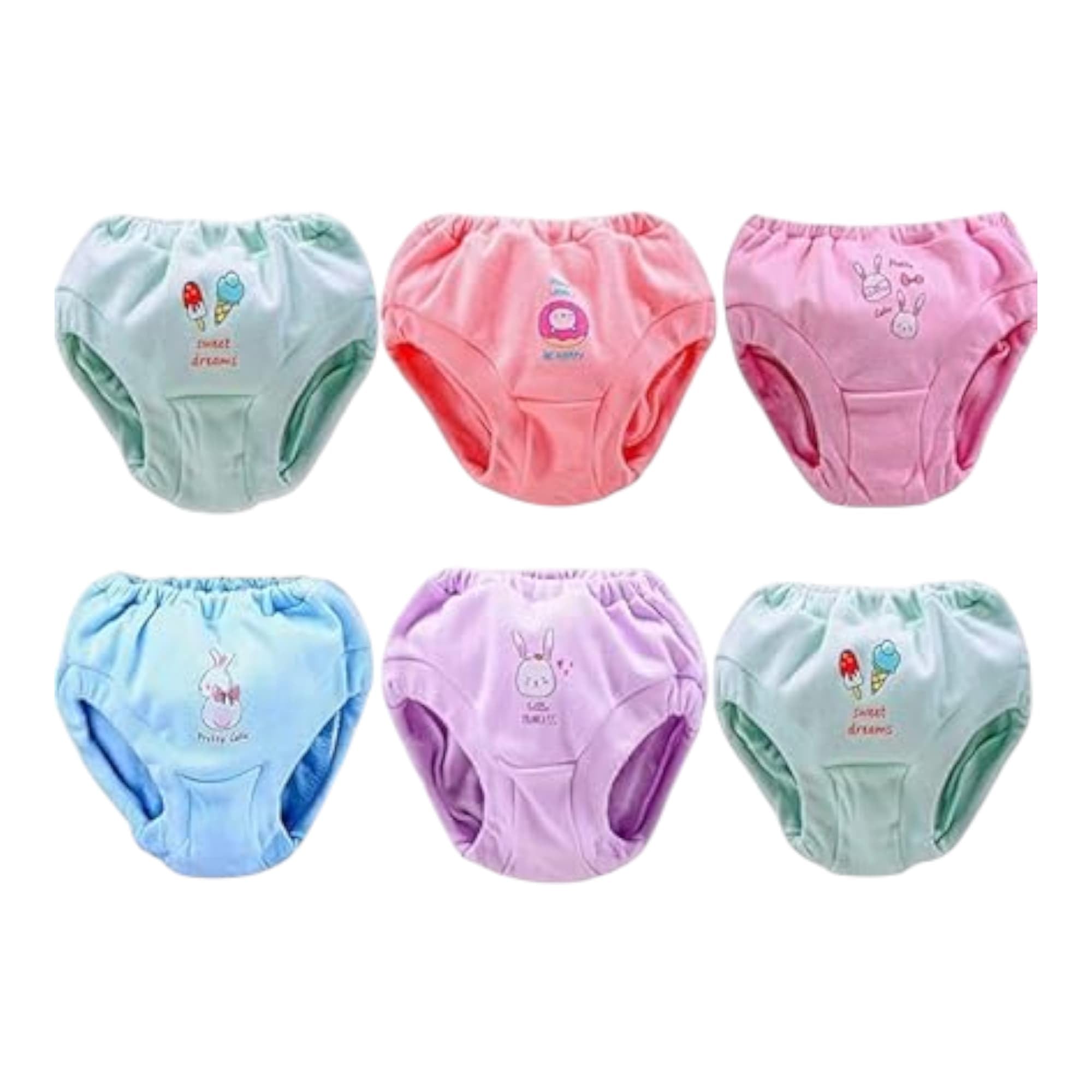 Baby Girls' Cotton Training Pants, Pack of 3,6 and 12Pastel Colours with Cute Designs (in, Age, 2 Years, 3 Years, Regular, 6, Light Multicolour) - Image 5 thumbnail