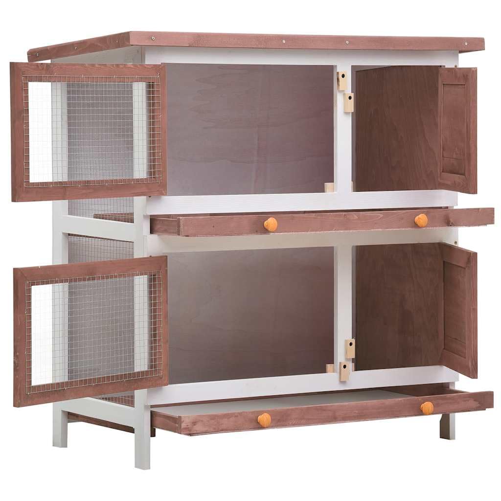 vidaXL - Conejera de Exterior (4 Puertas) Color marrón