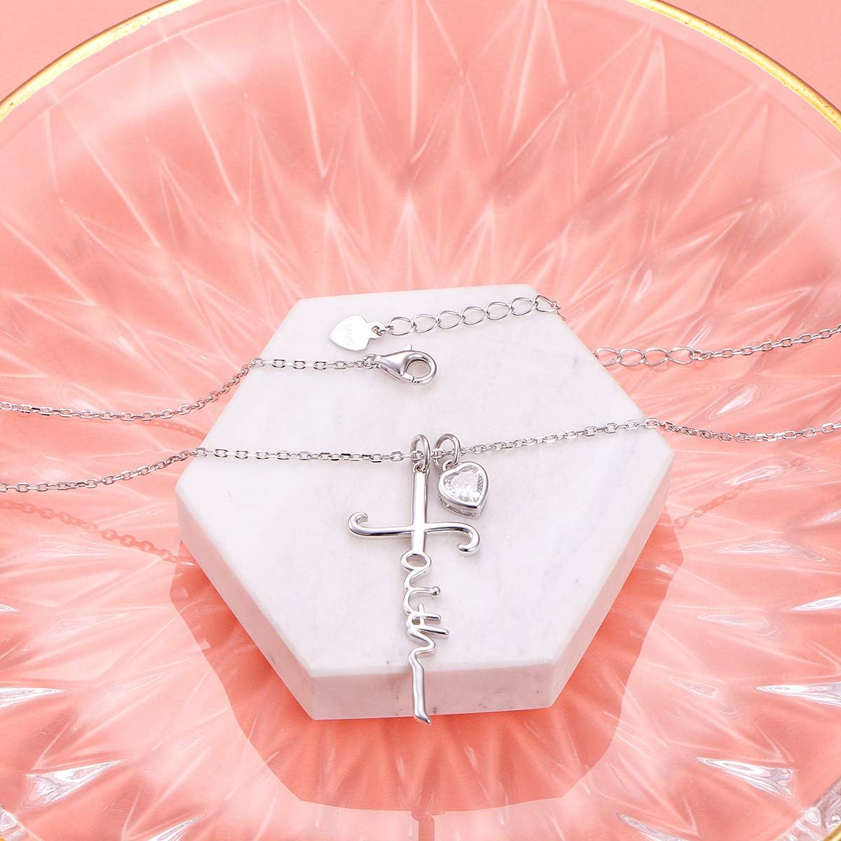 Yearace Cross Necklace 925 Sterling Silver Infinity Love of God Heart Cross Pendant Necklace Christian Gift for Women - Image 4
