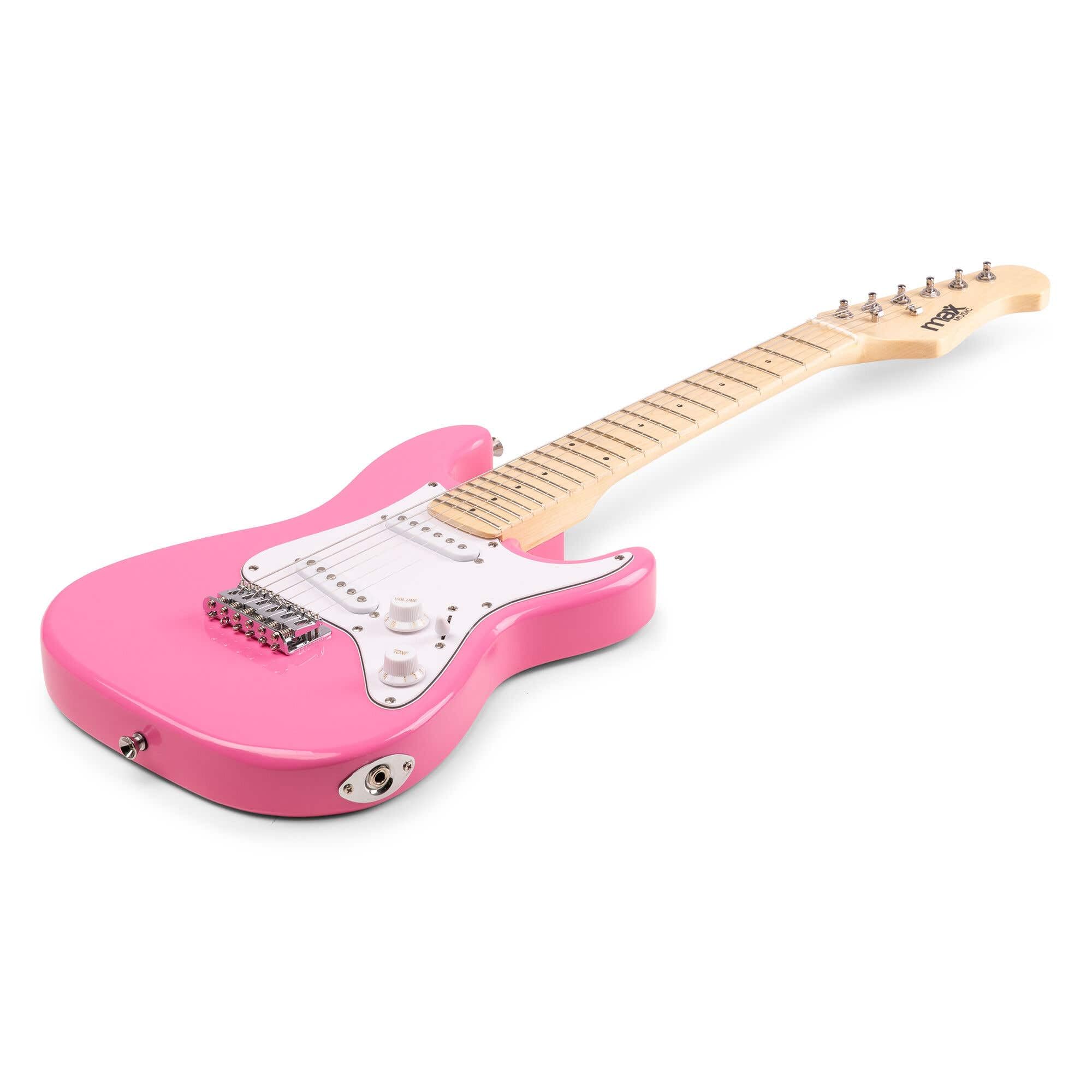 MAX GigKit Junior Guitare Électrique Enfant 1/4 Rose avec Ampli 10W, Housse, Accessoires et Lunettes de Star, Kit Complet Débutant Garçon ou Fille (5 à 7 Ans), Idéale pour Apprendre et s’Amuser