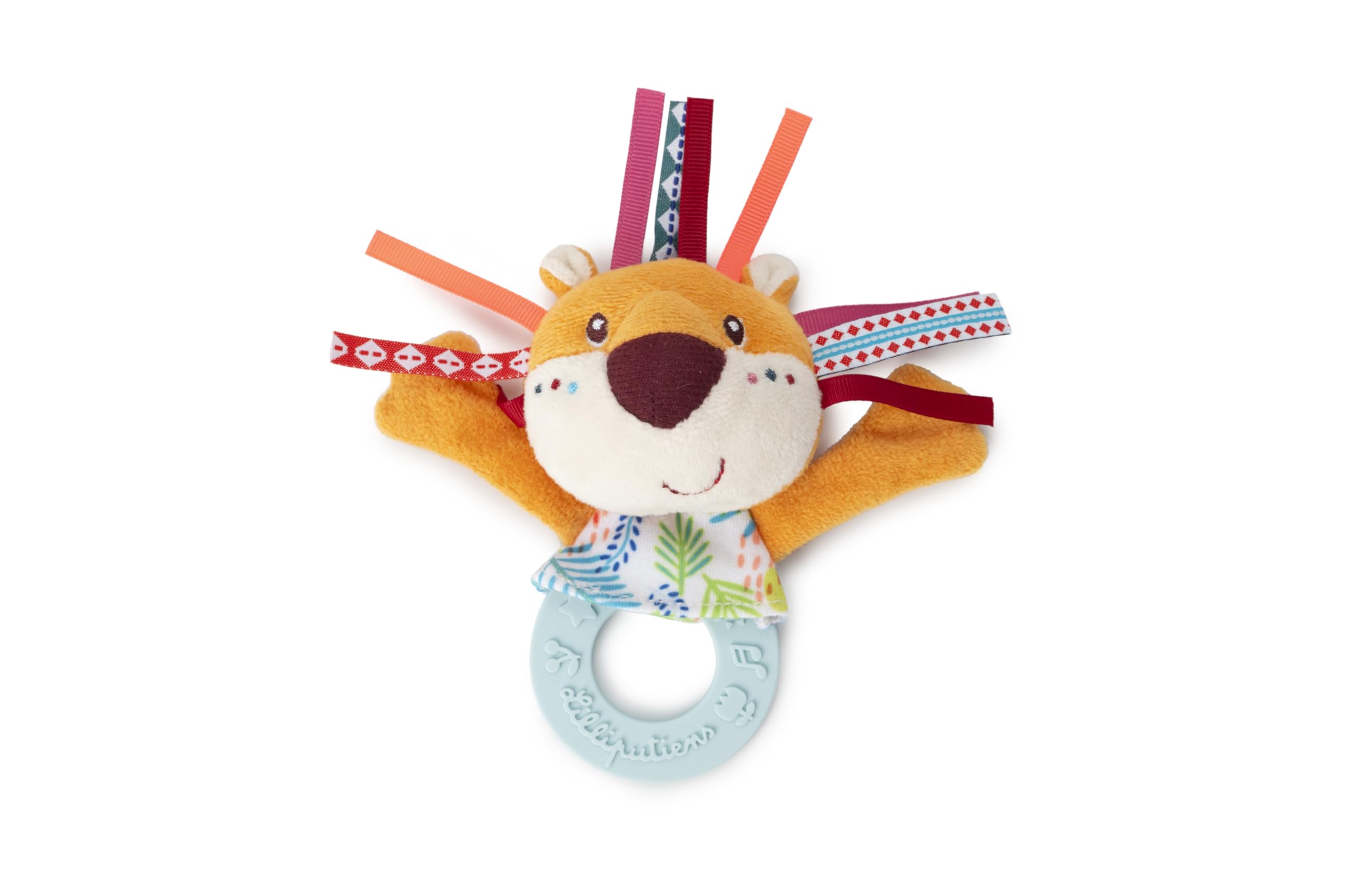 LILLIPUTIENS - Teething Rattle Jack the Lion - Sensory Toy for Babies with Teething Ring, Paper Sound, and Bell - Soothes Teething Pain - From 3 Months - 83036