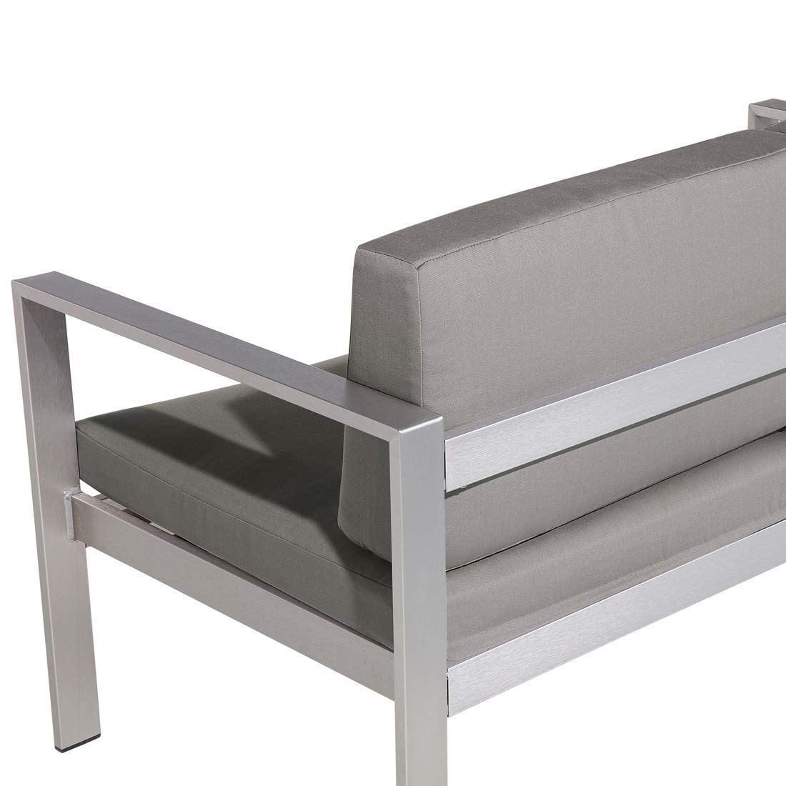 Beliani Divano Giardino 2 Posti Struttura in Alluminio Anodizzato Grigio Scuro con Cuscini
