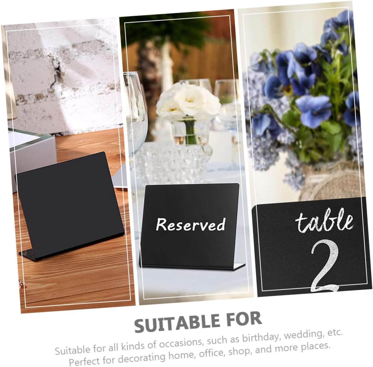 Small Blackboard Mini Chalkboard Set 12pcs with Pen Black Acrylic Desktop Message Board for Wedding Party Tabletop Decoration