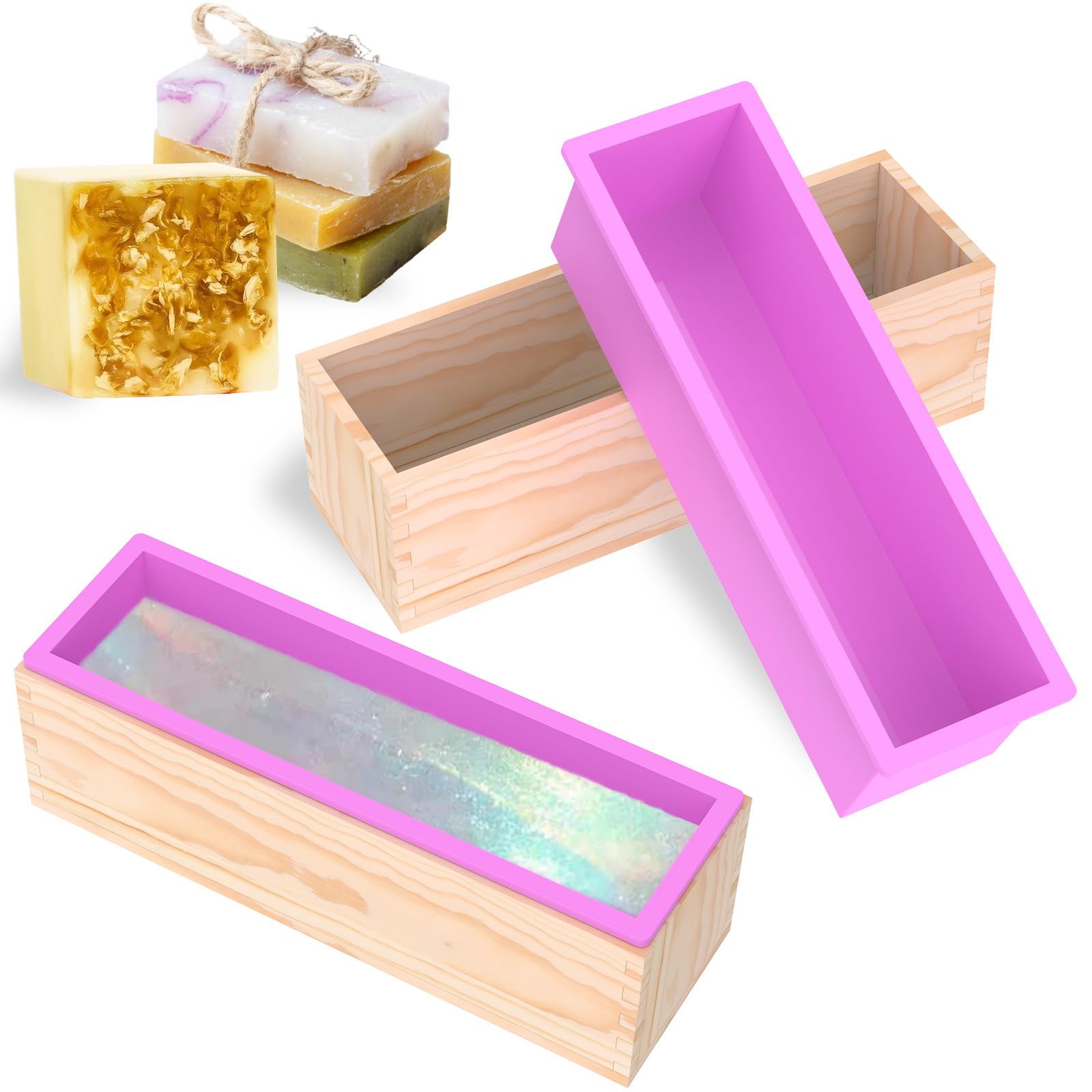 Moule à savon en silicone et bois 1200 ML pour fabriquer ses cosmétiques maison