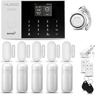HXA005 Alarmanlage fürs Haus WiFi + GSM Set mit Sirene | Funk Alarmanlage Wohnung mit App. TUYA |Alarm System mit 5X Bewegungssensor, 5X Fensteralarm/Türsensoren | Smart Home