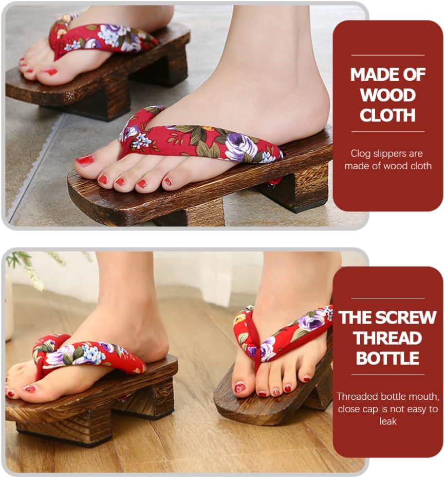 ARTIBETTER Womens Slippers Japanese Wooden Clogs Floral Geta Sandals Geisha Cosplay Clog Shoes Kimono Costume Accessories for Women Girls Size 38 Clogs Home Slippers - Image 5