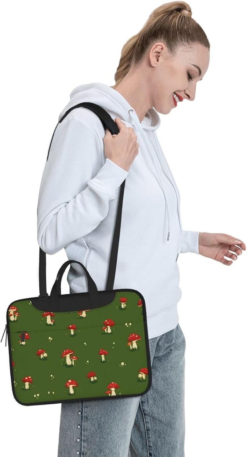 (Cute little mushrooms) Slim Laptop Bag with Strap Portable Laptop Sleeve Tote Case for Travel Business Men Women