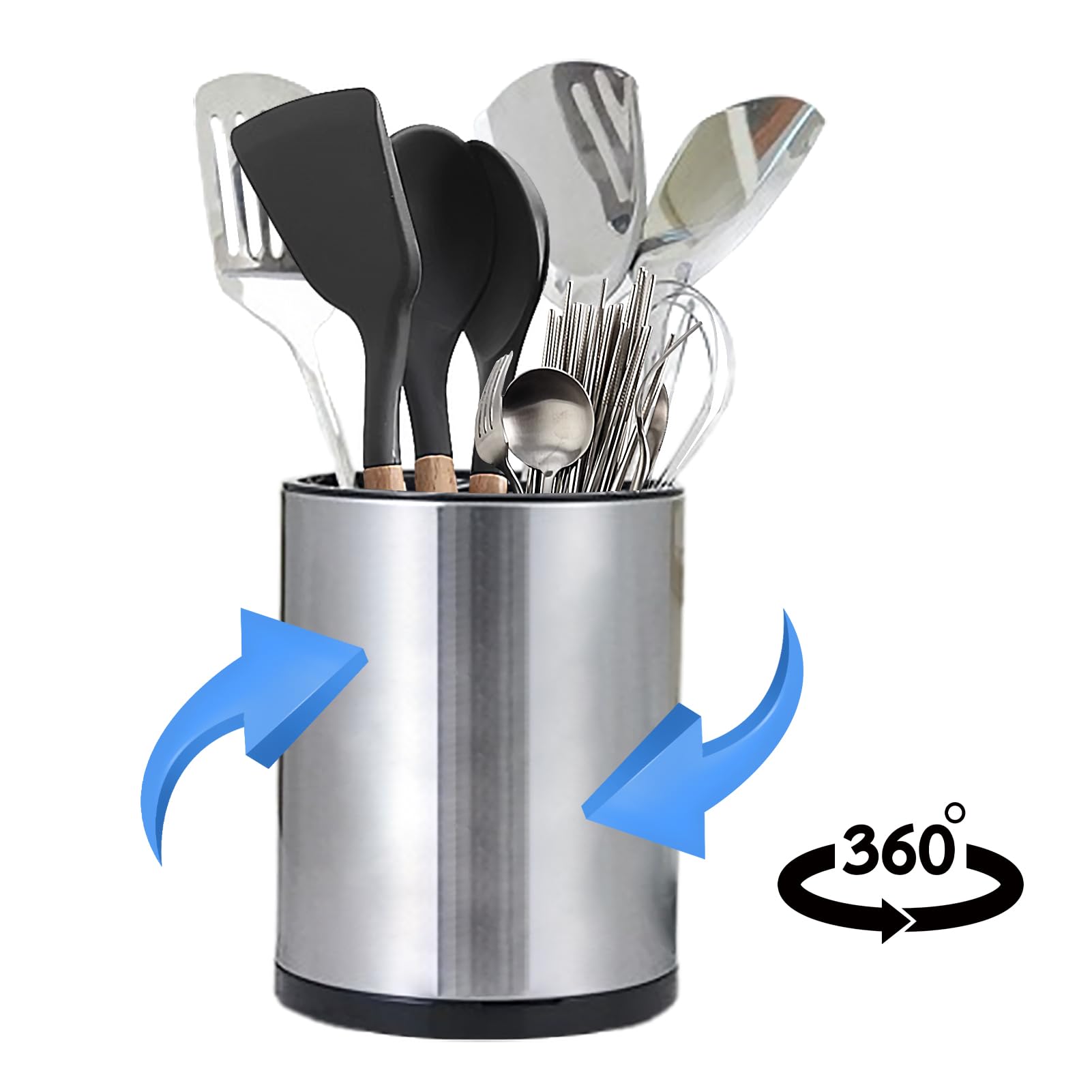 Drehbarer Utensilienhalter Aus Akazienholz - 360° Küchenorganizer 17x15cm