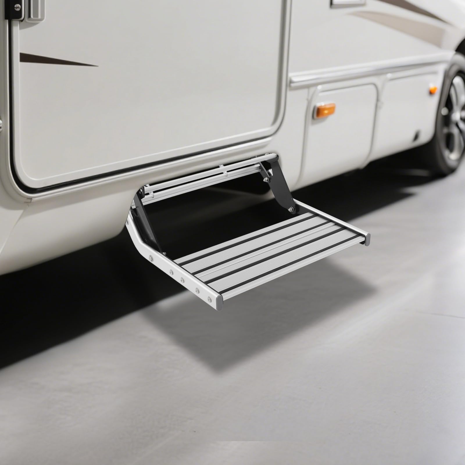 Peldaño plegable manual de aleación de aluminio antideslizante de alta resistencia rectangular retráctil para caravana, autocaravana, autocaravana, autocaravana, autocaravana, autocaravana