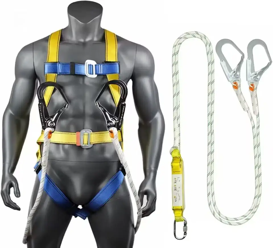 Fall Protection Safety Harness OSHA/ANSI Compliant,internal Shock Absorbing landyard&amp;Hook