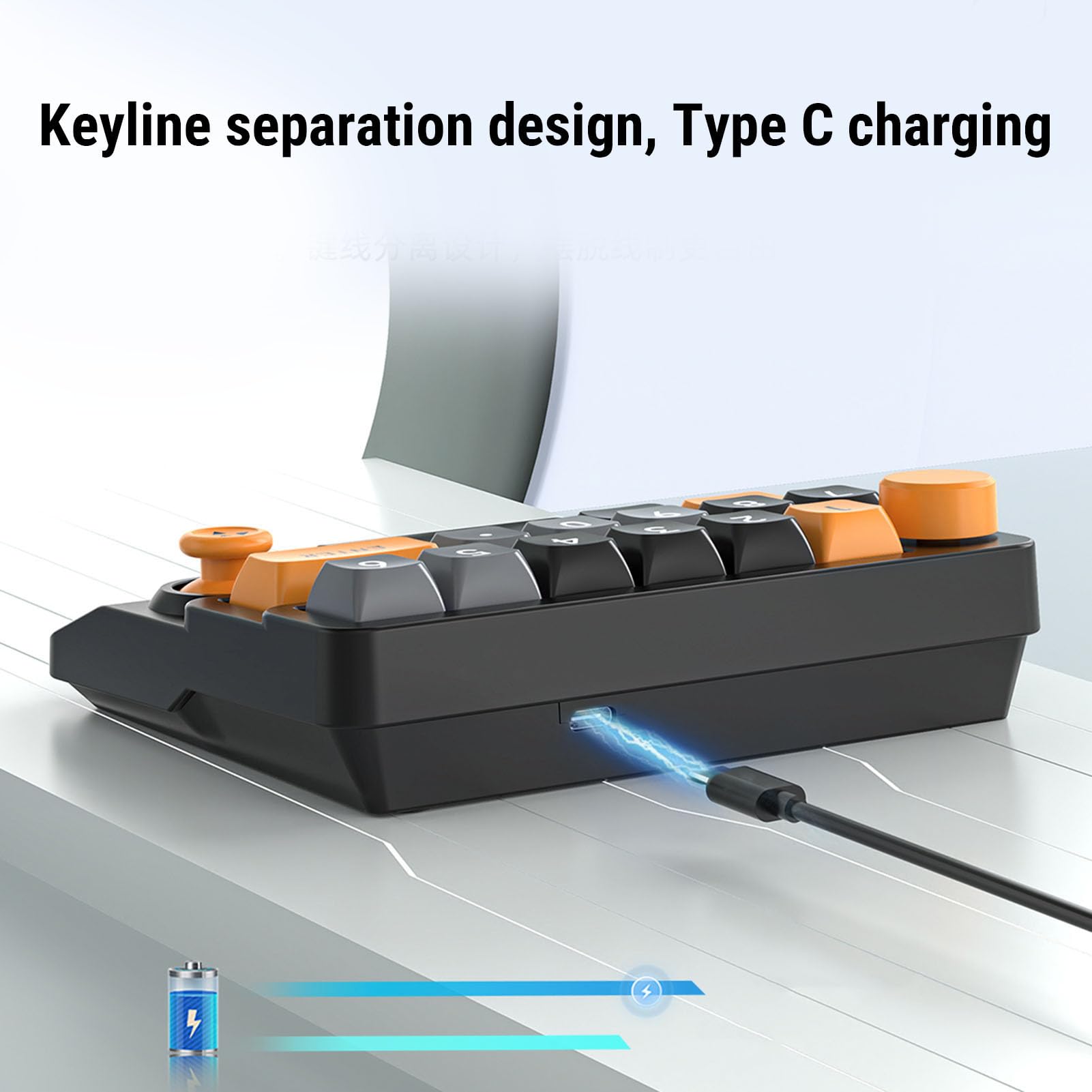 Cuifati Pavé Numérique Mécanique RVB sans Fil, Clavier Macro Programmable à 15 Touches Remplaçable à Chaud avec Bouton de Commande du Joystick du pavé Numérique, pour PC Portable IOS (Jaune Noir Bleu)