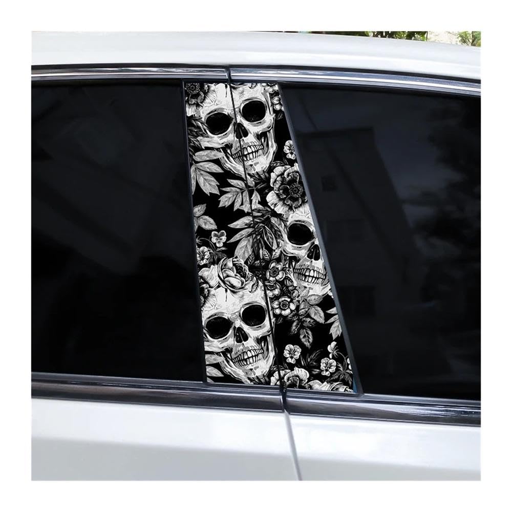 Bertdcx C White Skull Ar Sticker Enter Pillar Waterproof Diy Door Pillar Decal Auto Parts(C)
