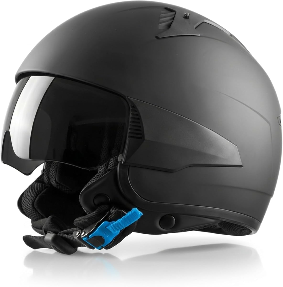 Westt Open Face Motorcycle Helmets, with Built-in Sun Visor - DOT Approved | 3/4 Helmet Motorcycle, 1100g lightweight & breathable, DIY Side Panel, Removable and washable lining, for moped and scooter